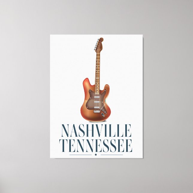Impressão Em Tela Poster de viagens de Violão de Nashville Tennessee (Frente)