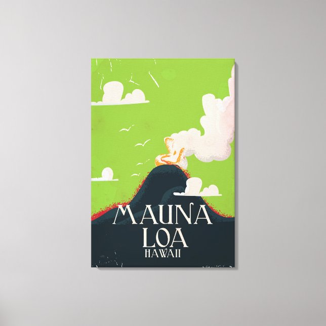 Impressão Em Tela Poster de viagens de vulcão Hawaii Mount Loa (Frente)
