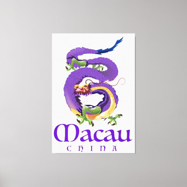 Impressão Em Tela Poster de viagens do Dragão em Macau. (Frente)