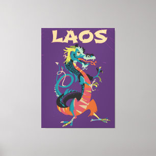 Impressão Em Tela Poster de viagens do estilo de colheita Laos Drago