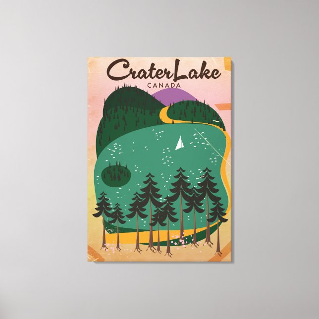 Impressão Em Tela Poster de viagens do lago de cratera do Canadá (Frente)