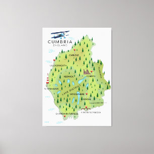 Impressão Em Tela poster de viagens do mapa da Inglaterra Cumbria.