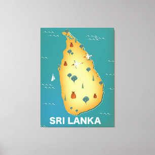 Impressão Em Tela Poster de viagens do mapa do Sri Lanka