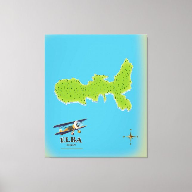 Impressão Em Tela Poster de viagens do mapa Elba Itália (Frente)