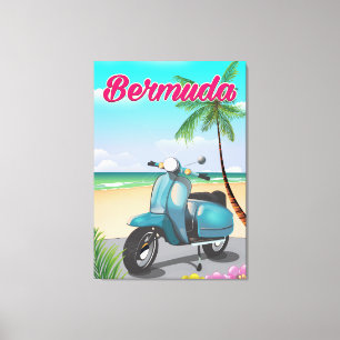 Impressão Em Tela Poster de viagens do patinete da praia de Bermuda