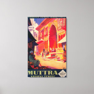 Impressão Em Tela Poster de viagens do templo de Muttra Krishna
