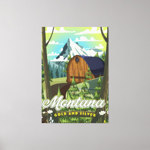 Impressão Em Tela Poster de viagens "Dourado e Prata" de Montana