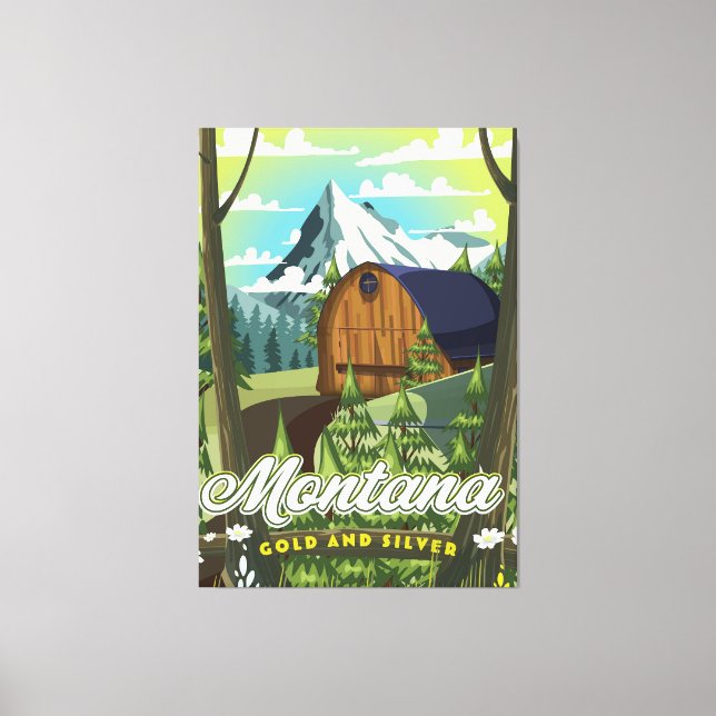 Impressão Em Tela Poster de viagens "Dourado e Prata" de Montana (Frente)