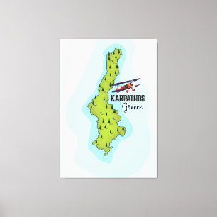 Impressão Em Tela Poster de viagens ilustrado de Karpathos mapa