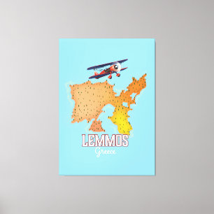 Impressão Em Tela poster de viagens Ilustrado do Mapa Grego de Lemmo