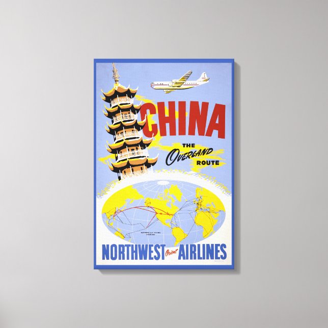 Impressão Em Tela Poster de viagens Para Northwest Orient Airlines (Frente)