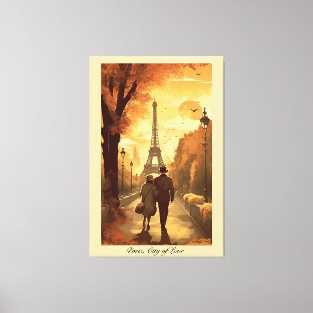 Impressão Em Tela Poster de viagens, Romance em Paris personalizável (Frente)