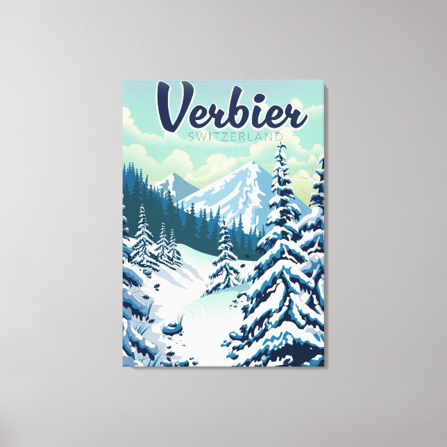 Impressão Em Tela Poster de viagens Verbier Suiça (Frente)