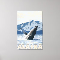 Poster de Viagens vintage de Baleia AlaskaHumpback