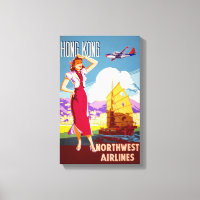 Poster de Viagens vintage de Hong Kong restaurado