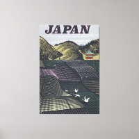 Poster de viagens vintage de paisagem do Japão