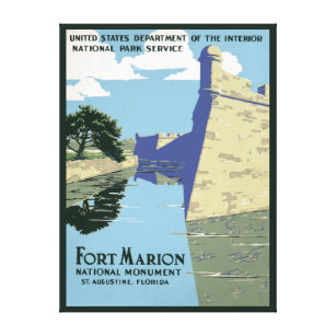 Impressão Em Tela Poster de viagens vintage mostrando Fort Marion