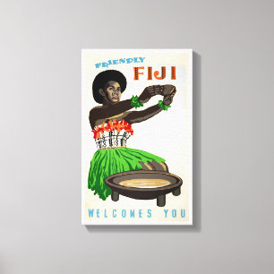 Impressão Em Tela Poster de Viagens vintage Restaurada do Fiji