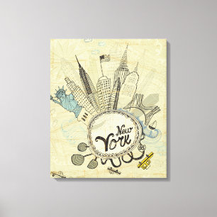 Impressão Em Tela Poster do Doodle de New York