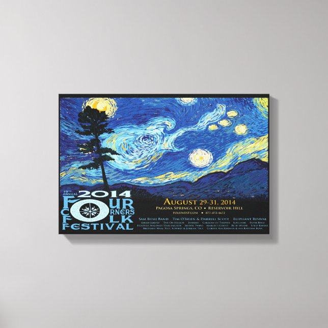 Impressão Em Tela poster do Festival Folk de Quatro Cantos 2014 (Frente)