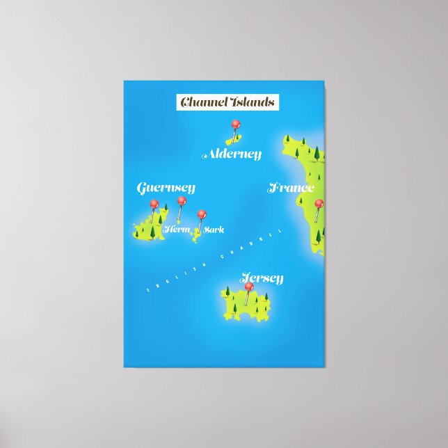 Impressão Em Tela Poster do Mapa das Ilhas do Canal. (Frente)