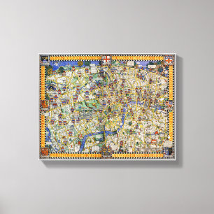 Impressão Em Tela Poster do mapa do vintage de Londres restaurado