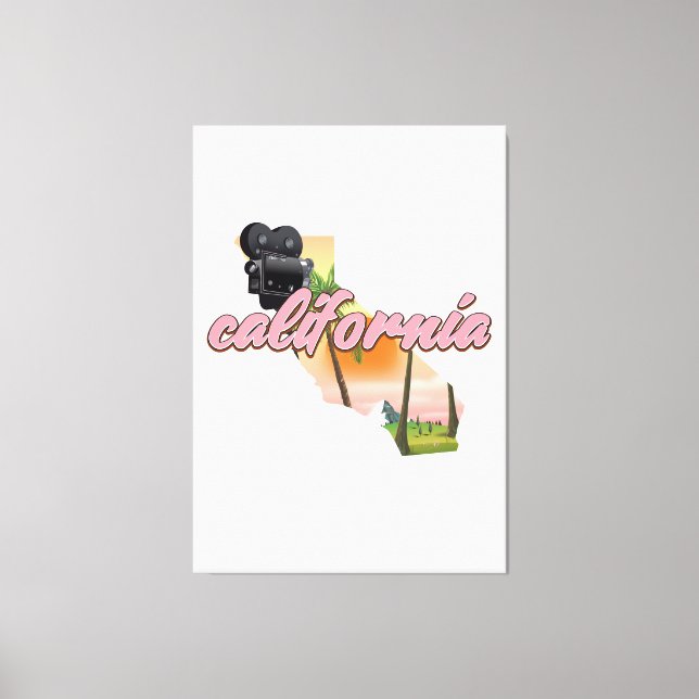 Impressão Em Tela Poster do mapa dos EUA da Califórnia (Frente)