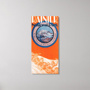 Impressão Em Tela Poster do Monte Rainier - Sledding