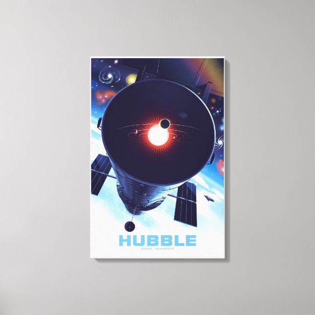 Impressão Em Tela Poster do telescópio espacial Hubble. (Frente)
