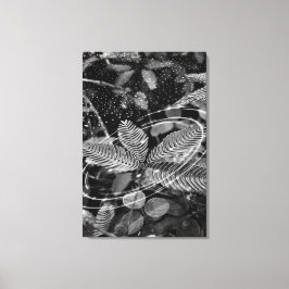 Impressão Em Tela Poster Folhas - P&B