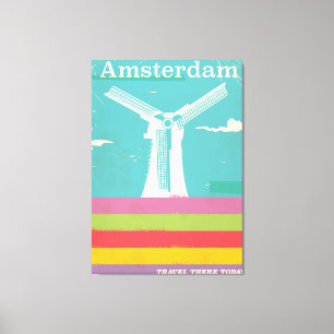 Impressão Em Tela Poster retro das viagens vintage de Amsterdão