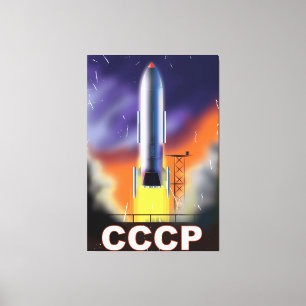 Impressão Em Tela Poster retro de Rocket de espaço de União