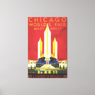 Impressão Em Tela Poster vintage da feira de mundos de Chicago