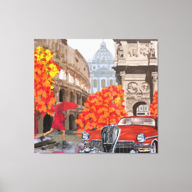 Impressão Em Tela Poster vintage de Roma ensopado (Frente)