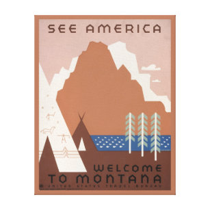 Impressão Em Tela Poster vintage Promovendo Viagem para Montana. 2