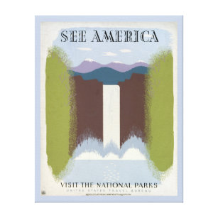 Impressão Em Tela Poster vintage Promovendo Viagem para Parques Naci