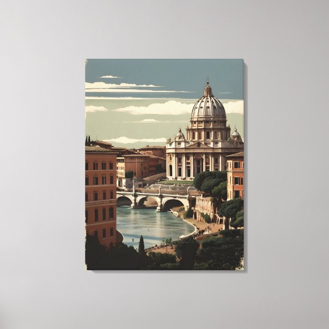 Impressão Em Tela Poster vintage Roma (Frente)