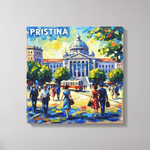 Impressão Em Tela Praça da Catedral de Pristina Kosovo Tela Esticada