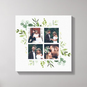 Impressão Em Tela Praça de Fotos de Casamento da Folhagem Verde Euc