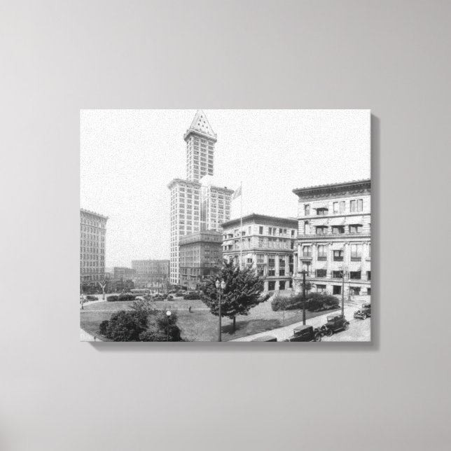 Impressão Em Tela Praça do Tribunal e Torre Smith em Seattle (Frente)