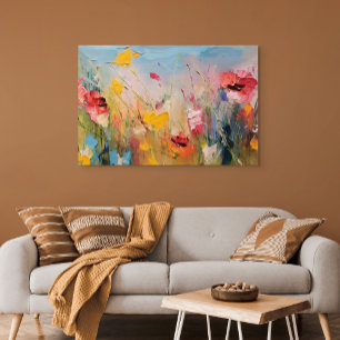 Impressão Em Tela Prado de Verão – Flores Selvagens Abstratas Expres