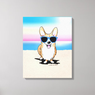 Impressão Em Tela Praia de Cachorro KiniArt Corgi
