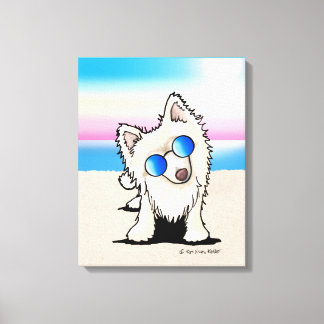Impressão Em Tela Praia de Cão Pomeraniano do KiniArt