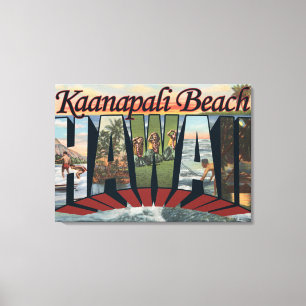 Impressão Em Tela Praia de Kaanapali, Havaí - grandes cenas da letr