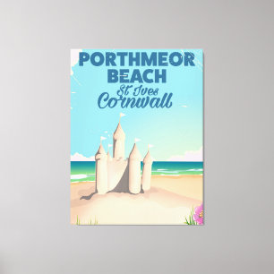 Impressão Em Tela Praia de Porthmeor, poster de viagens de St Ives,