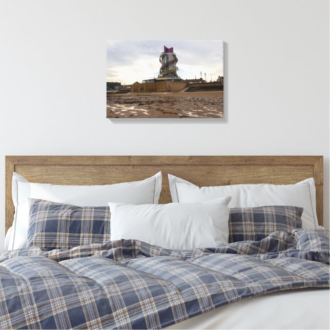 Impressão Em Tela Praia de Redcar e Beacon (Insitu(Quarto))