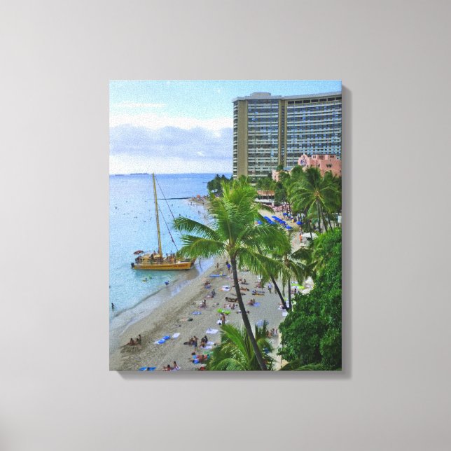Impressão Em Tela Praia de Waikiki (Frente)