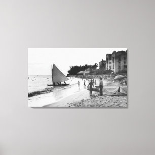 Impressão Em Tela Praia de Waikiki e barcos Honolulu