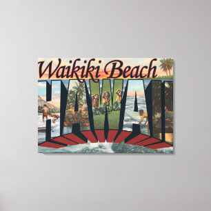 Impressão Em Tela Praia de Waikiki, Havaí - grandes cenas da letra