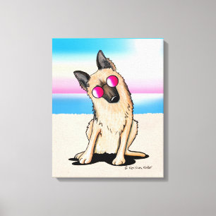 Impressão Em Tela Praia do German shepherd KiniArt